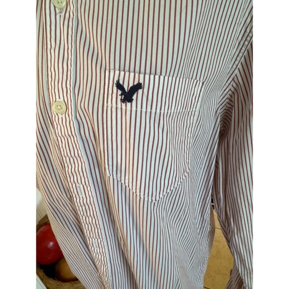 American Eagle Outfitters Mens Vintage Fit Striped Button-Down Shirt M Y2k - Picture 7 of 8